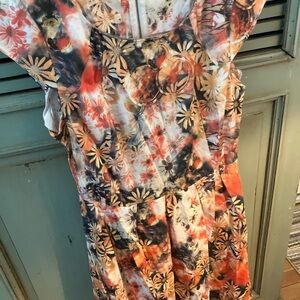 ModCloth Floral Print Dress in orange gold and Black by Sunny Girl
